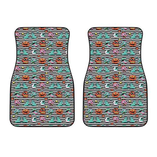 Halloween Zombie Striped Pattern Print Front Car Floor Mats