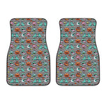 Halloween Zombie Striped Pattern Print Front Car Floor Mats