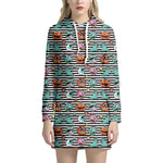 Halloween Zombie Striped Pattern Print Hoodie Dress