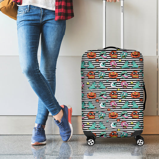 Halloween Zombie Striped Pattern Print Luggage Cover