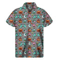 Halloween Zombie Striped Pattern Print Men's Short Sleeve Shirt