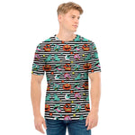 Halloween Zombie Striped Pattern Print Men's T-Shirt