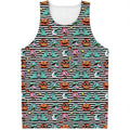 Halloween Zombie Striped Pattern Print Men's Tank Top