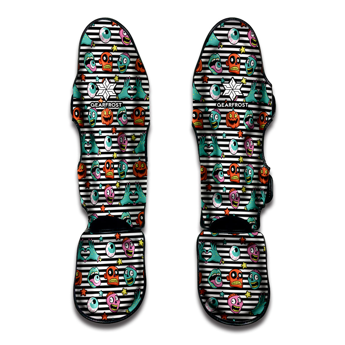 Halloween Zombie Striped Pattern Print Muay Thai Shin Guard