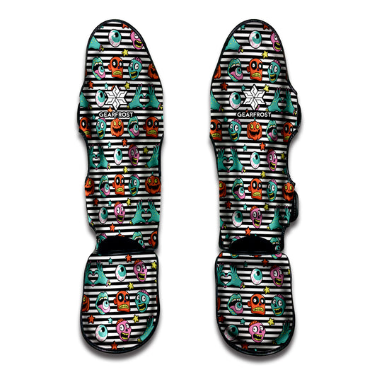 Halloween Zombie Striped Pattern Print Muay Thai Shin Guard