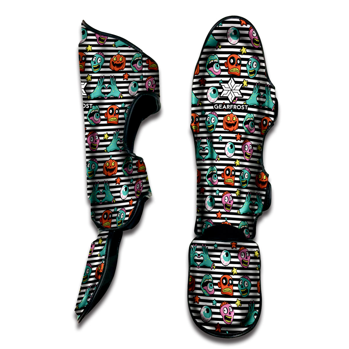 Halloween Zombie Striped Pattern Print Muay Thai Shin Guard