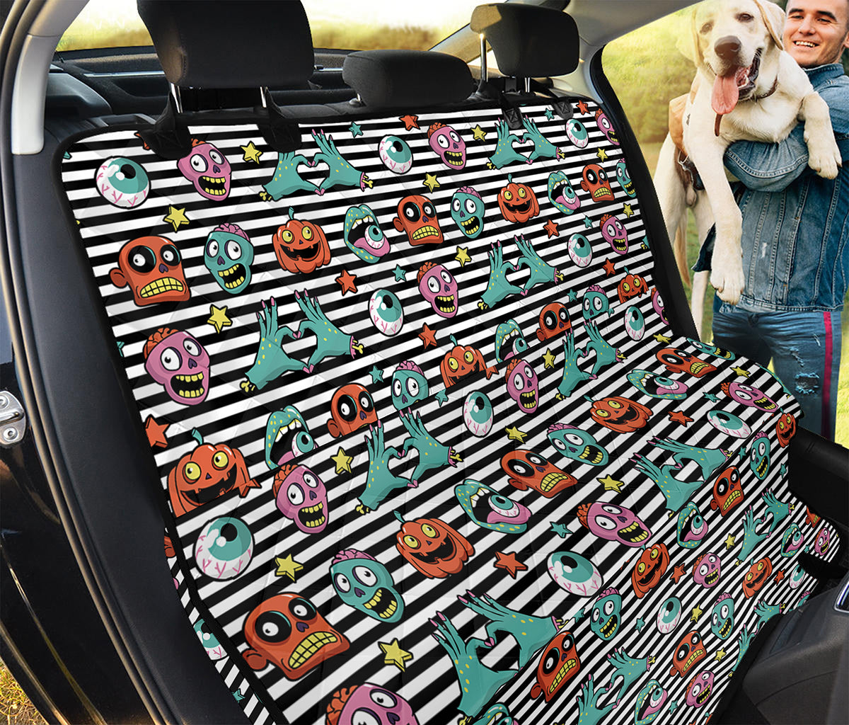 Halloween Zombie Striped Pattern Print Pet Car Back Seat Cover