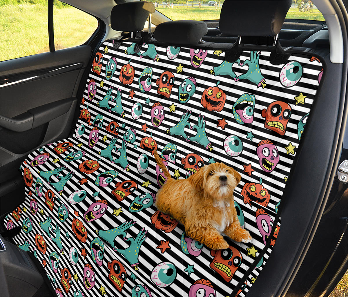 Halloween Zombie Striped Pattern Print Pet Car Back Seat Cover