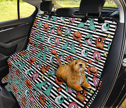 Halloween Zombie Striped Pattern Print Pet Car Back Seat Cover