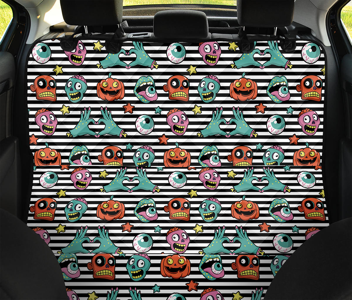 Halloween Zombie Striped Pattern Print Pet Car Back Seat Cover