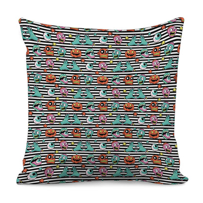Halloween Zombie Striped Pattern Print Pillow Cover