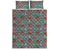 Halloween Zombie Striped Pattern Print Quilt Bed Set