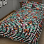 Halloween Zombie Striped Pattern Print Quilt Bed Set