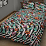 Halloween Zombie Striped Pattern Print Quilt Bed Set
