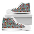 Halloween Zombie Striped Pattern Print White High Top Sneakers