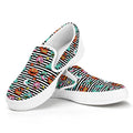 Halloween Zombie Striped Pattern Print White Slip On Sneakers