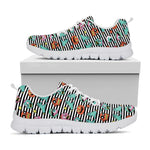 Halloween Zombie Striped Pattern Print White Sneakers