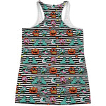 Halloween Zombie Striped Pattern Print Women's Racerback Tank Top