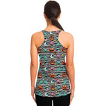 Halloween Zombie Striped Pattern Print Women's Racerback Tank Top