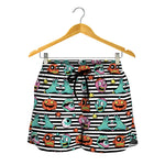 Halloween Zombie Striped Pattern Print Women's Shorts