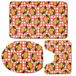 Hamburger Plaid Pattern Print 3 Piece Bath Mat Set