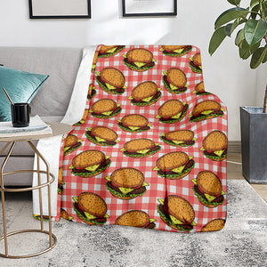 Hamburger Plaid Pattern Print Blanket