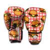 Hamburger Plaid Pattern Print Boxing Gloves