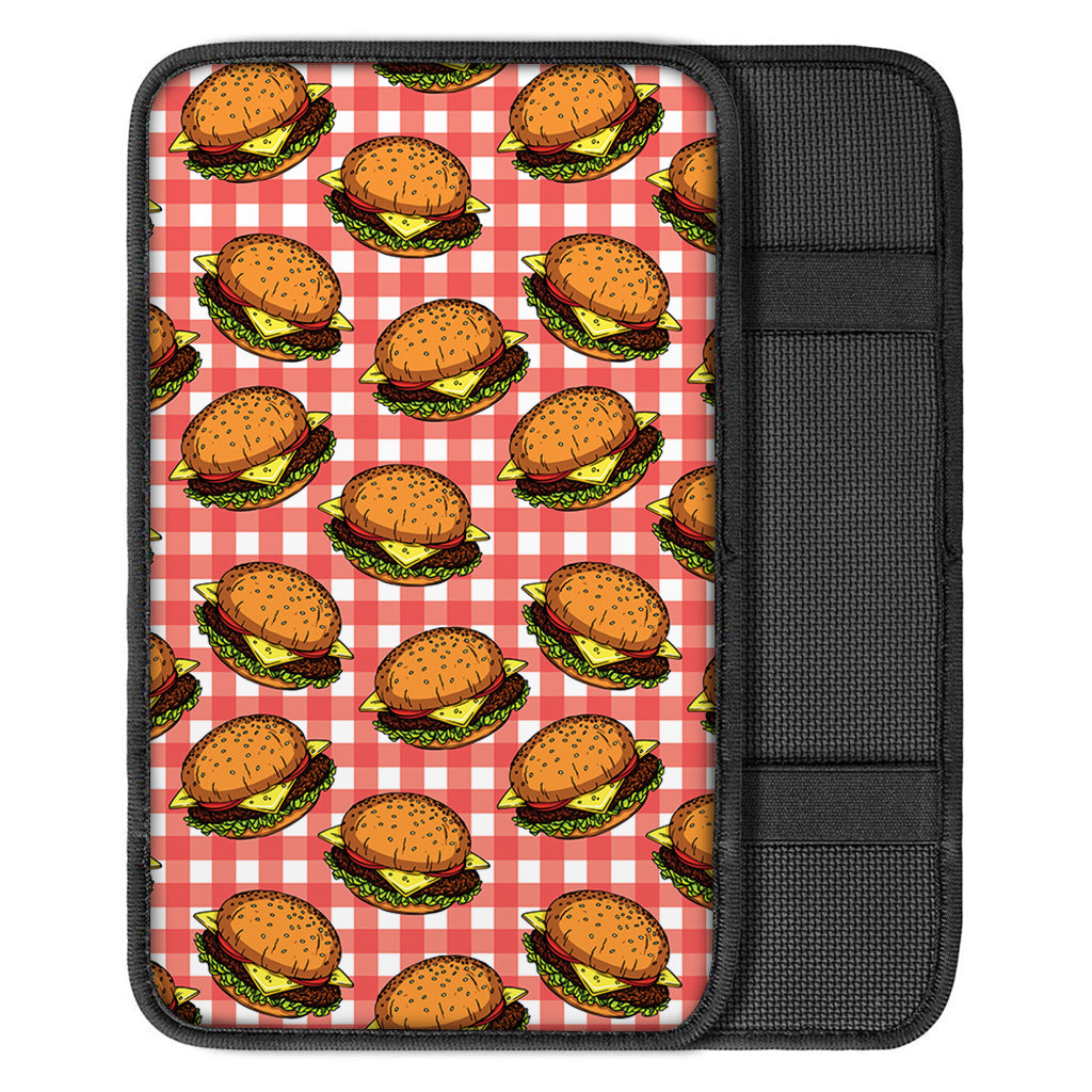 Hamburger Plaid Pattern Print Car Center Console Cover