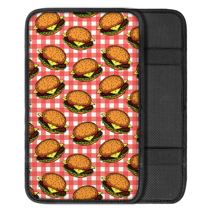 Hamburger Plaid Pattern Print Car Center Console Cover