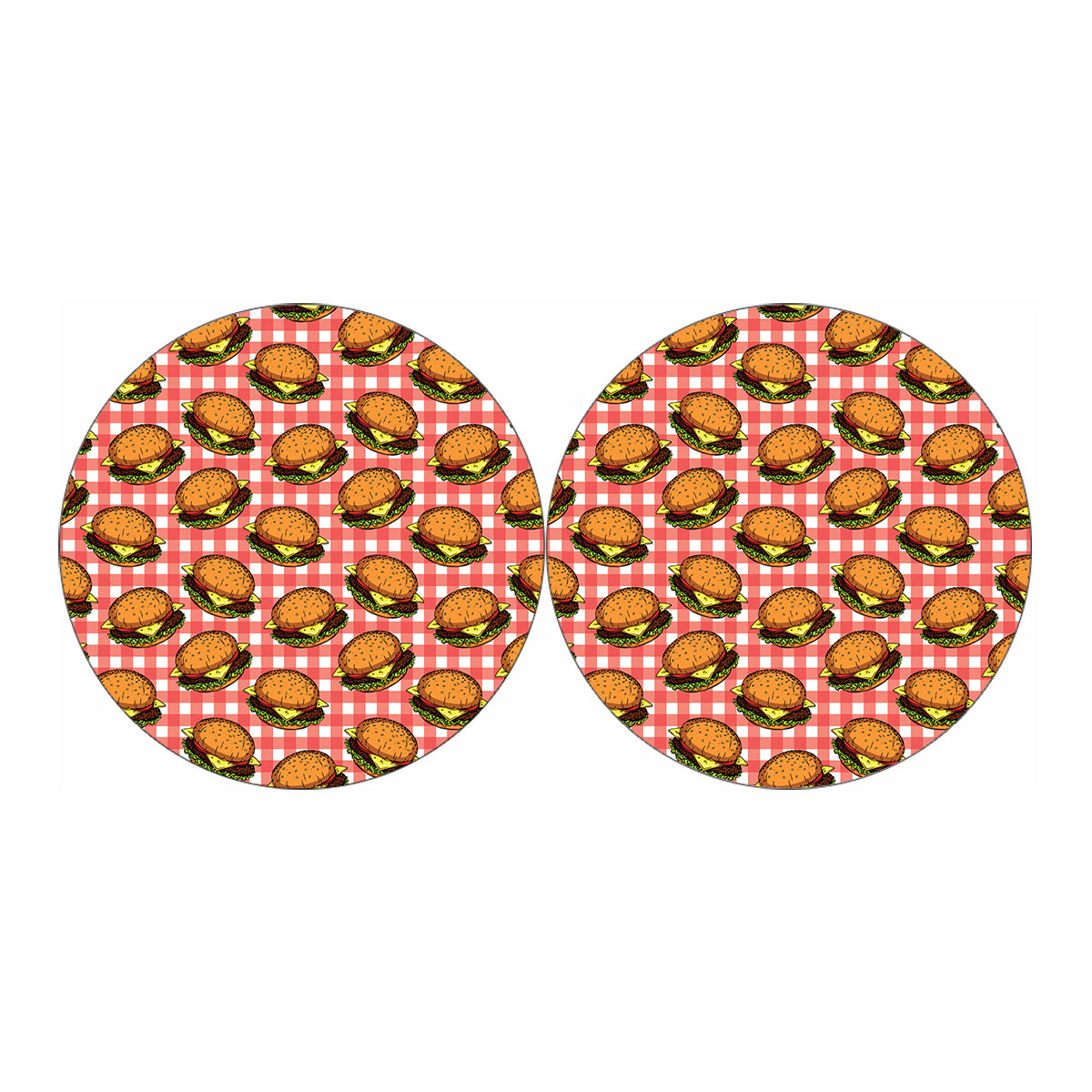 Hamburger Plaid Pattern Print Car Coasters