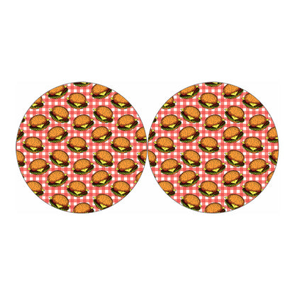 Hamburger Plaid Pattern Print Car Coasters