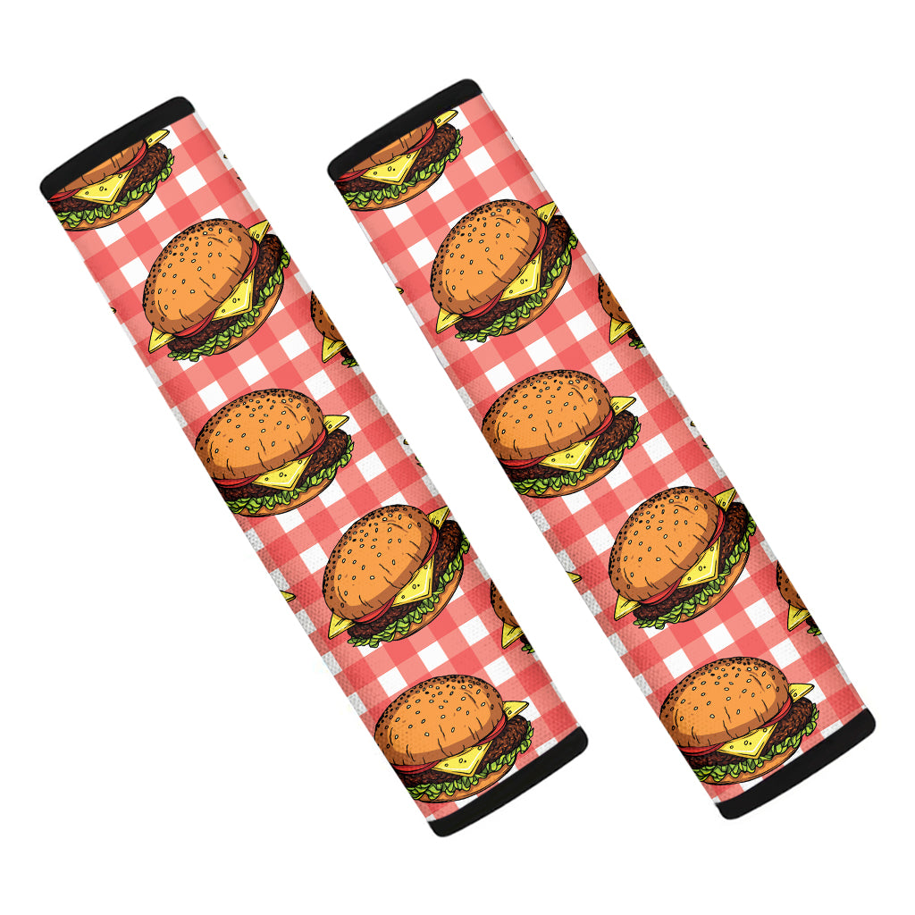 Hamburger Plaid Pattern Print Car Seat Belt Covers
