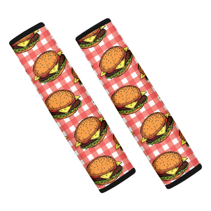 Hamburger Plaid Pattern Print Car Seat Belt Covers