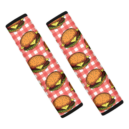 Hamburger Plaid Pattern Print Car Seat Belt Covers
