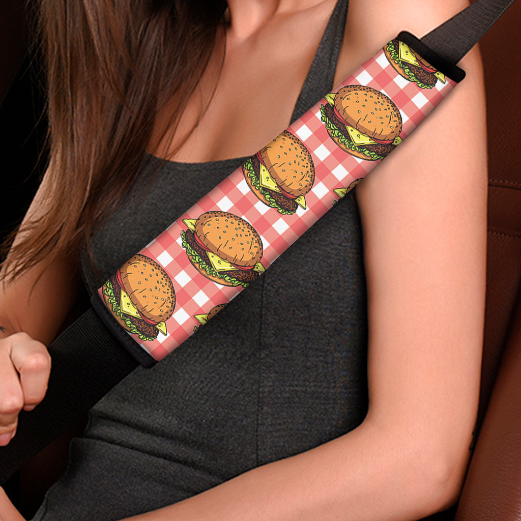 Hamburger Plaid Pattern Print Car Seat Belt Covers