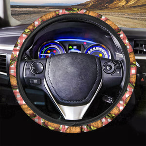 Hamburger Plaid Pattern Print Car Steering Wheel Cover