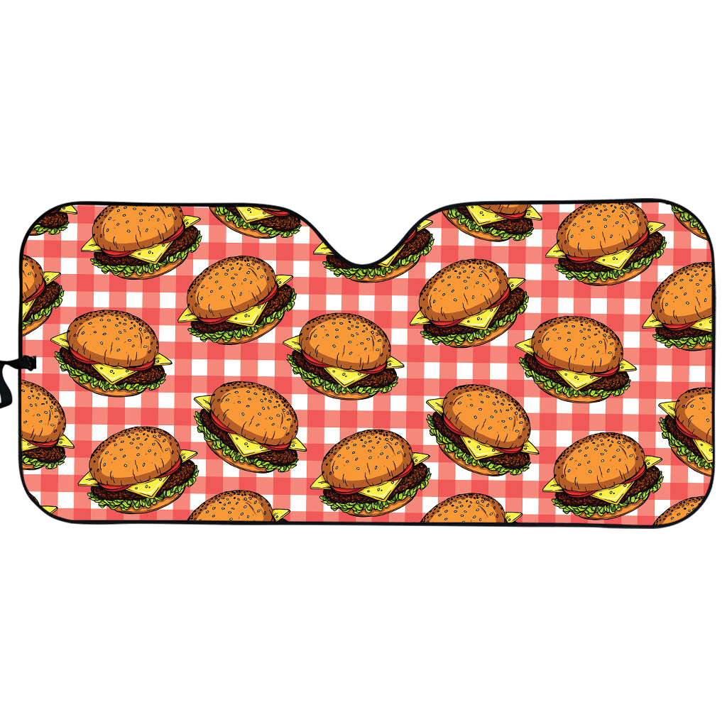 Hamburger Plaid Pattern Print Car Sun Shade