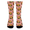 Hamburger Plaid Pattern Print Crew Socks