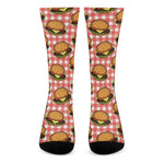 Hamburger Plaid Pattern Print Crew Socks