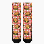 Hamburger Plaid Pattern Print Crew Socks