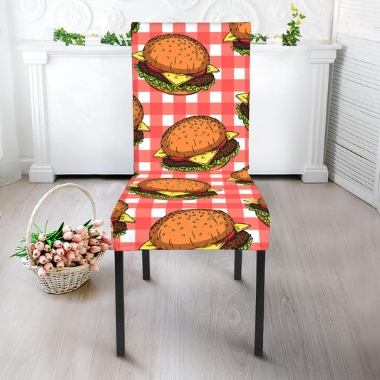 Hamburger Plaid Pattern Print Dining Chair Slipcover