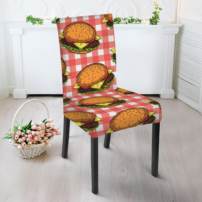 Hamburger Plaid Pattern Print Dining Chair Slipcover