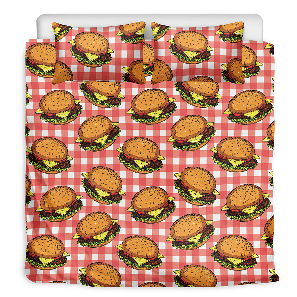 Hamburger Plaid Pattern Print Duvet Cover Bedding Set