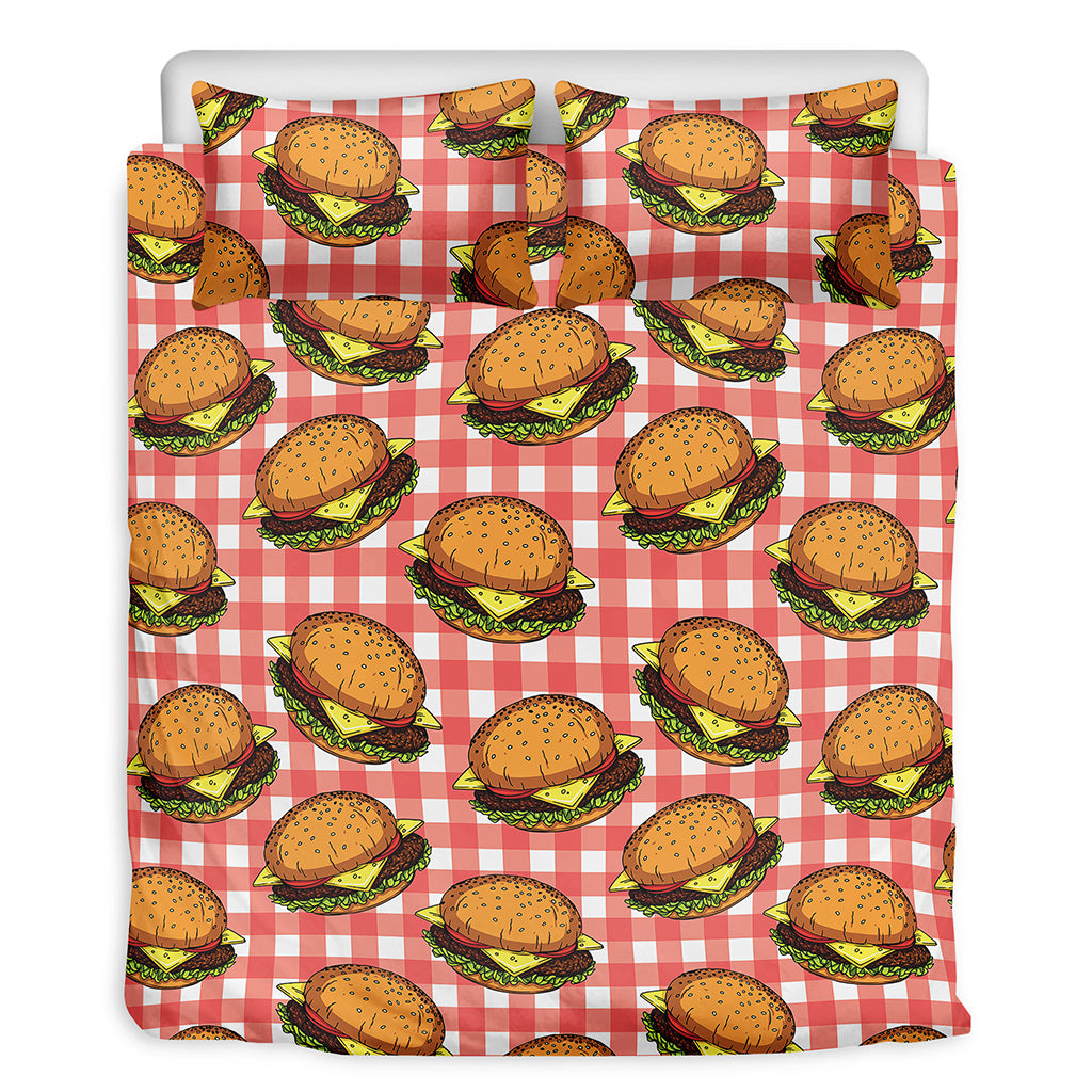 Hamburger Plaid Pattern Print Duvet Cover Bedding Set