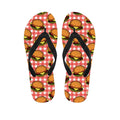 Hamburger Plaid Pattern Print Flip Flops