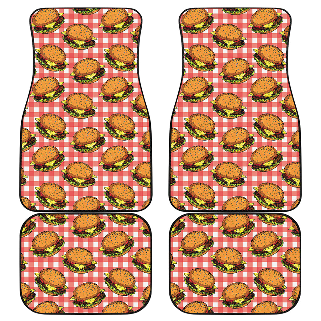 Hamburger Plaid Pattern Print Front and Back Car Floor Mats