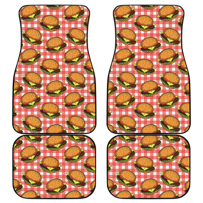 Hamburger Plaid Pattern Print Front and Back Car Floor Mats