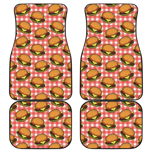 Hamburger Plaid Pattern Print Front and Back Car Floor Mats