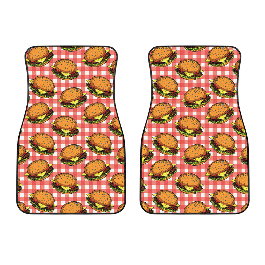 Hamburger Plaid Pattern Print Front Car Floor Mats