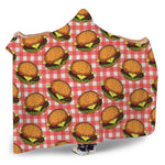 Hamburger Plaid Pattern Print Hooded Blanket